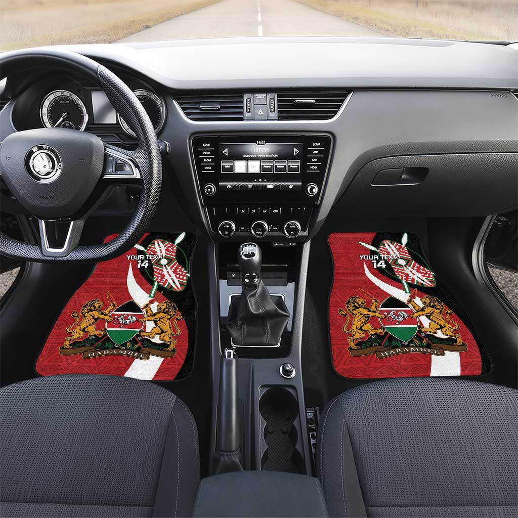 Custom Kenya Football Car Mats Maasai Shield Coat Of Arms Style