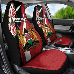 Custom Kenya Football Car Seat Cover Maasai Shield Coat Of Arms Style