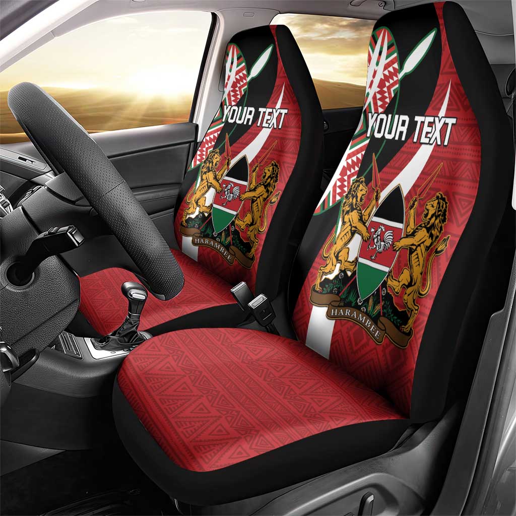 Custom Kenya Football Car Seat Cover Maasai Shield Coat Of Arms Style