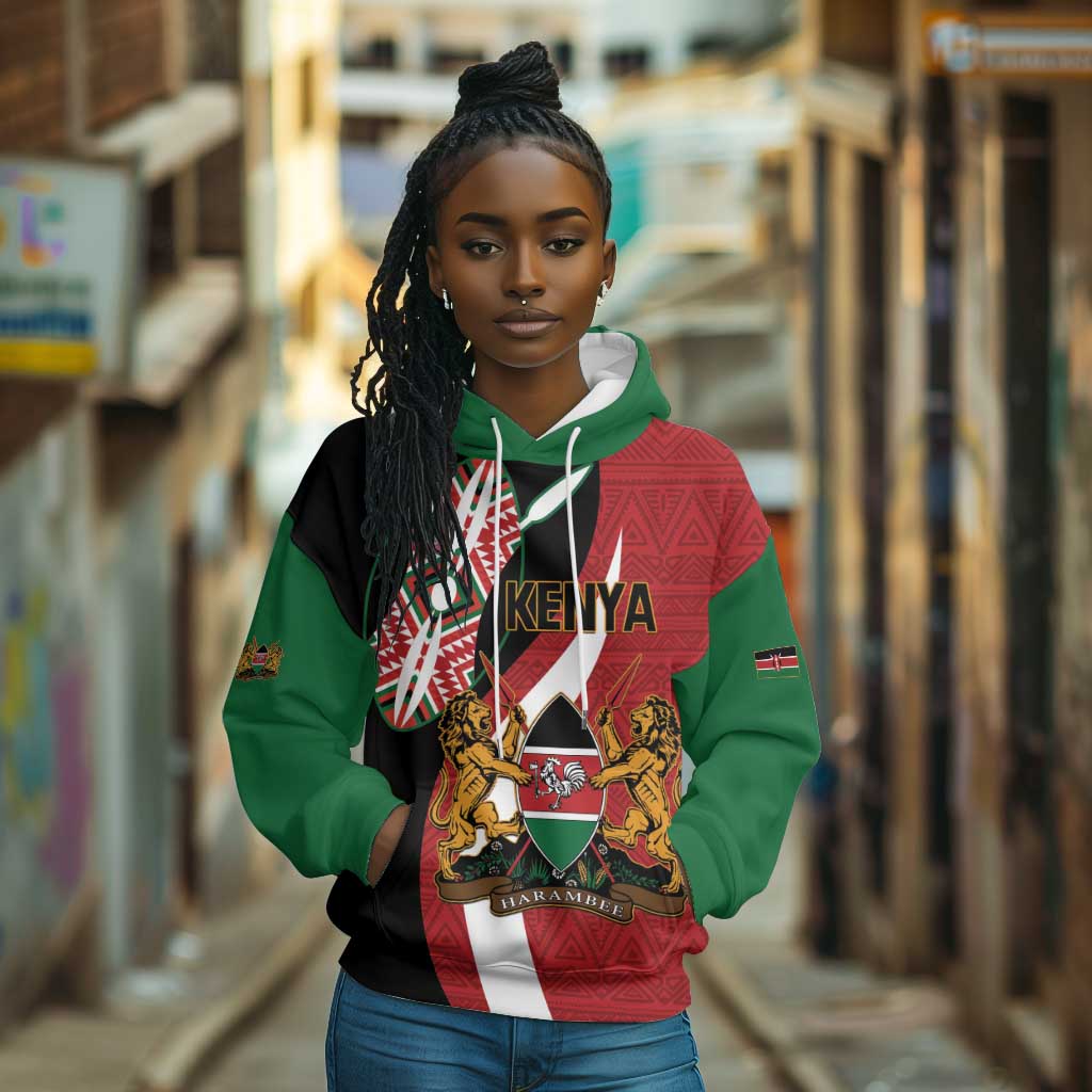 Custom Kenya Football Hoodie Maasai Shield Coat Of Arms Style