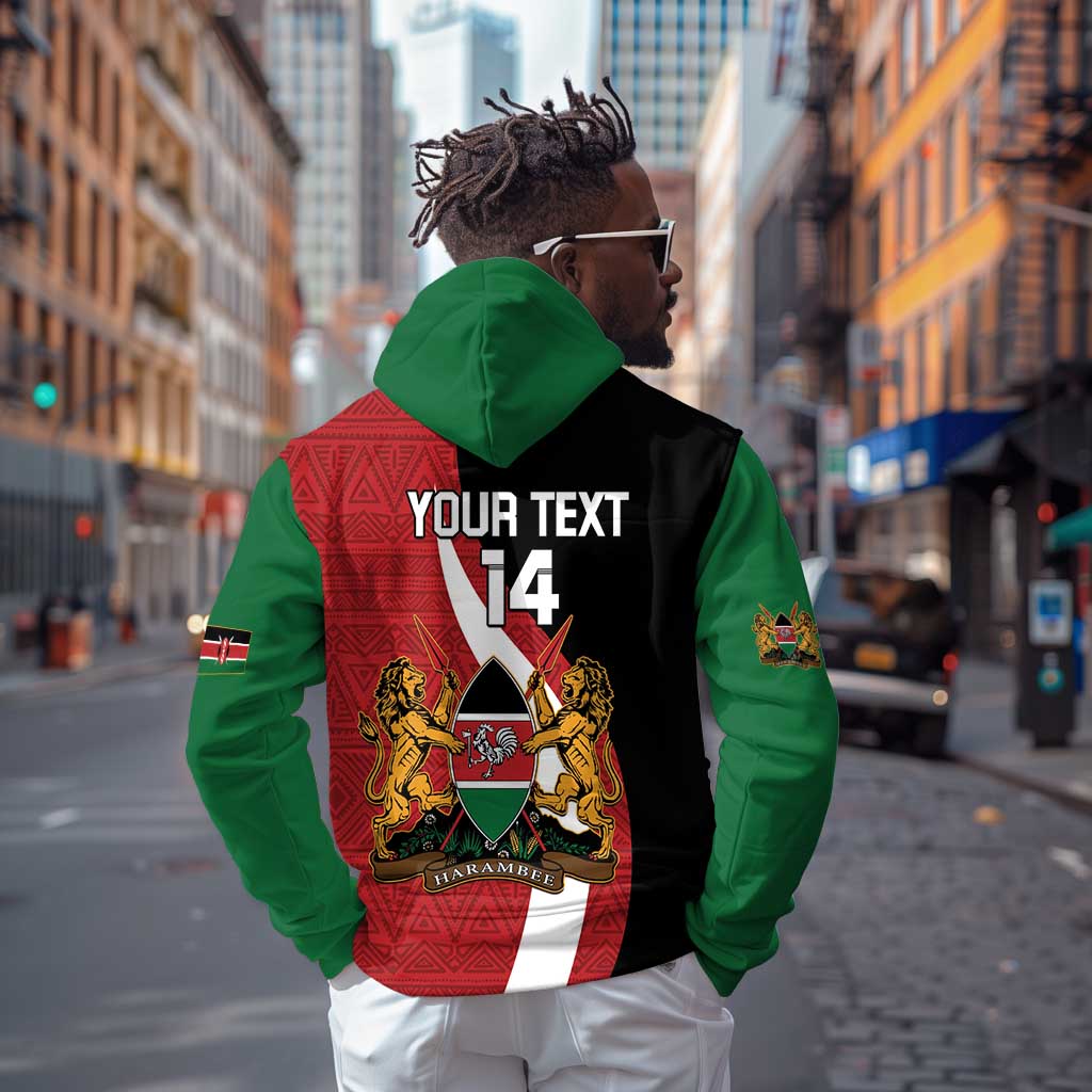 Custom Kenya Football Hoodie Maasai Shield Coat Of Arms Style