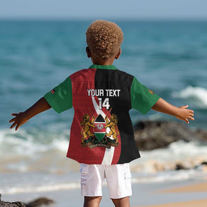 Custom Kenya Football Kid Hawaiian Shirt Maasai Shield Coat Of Arms Style