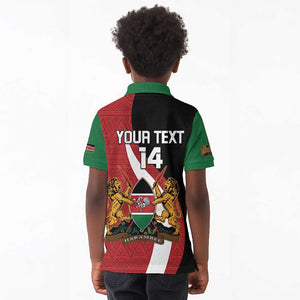 Custom Kenya Football Kid Polo Shirt Maasai Shield Coat Of Arms Style