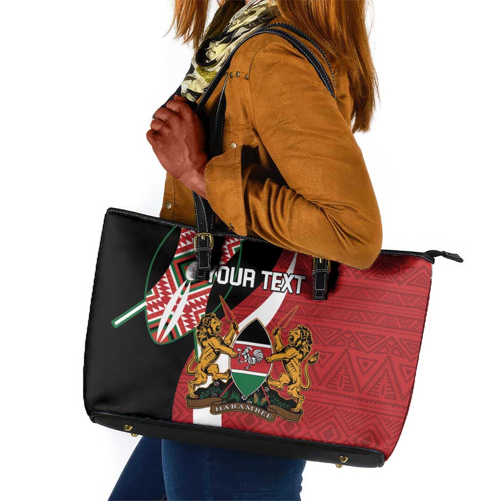 Custom Kenya Football Leather Tote Bag Maasai Shield Coat Of Arms Style