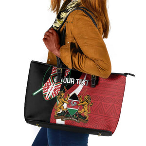 Custom Kenya Football Leather Tote Bag Maasai Shield Coat Of Arms Style