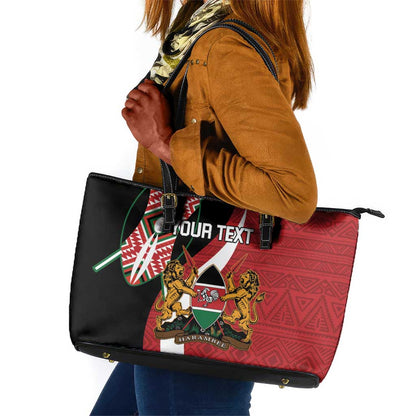 Custom Kenya Football Leather Tote Bag Maasai Shield Coat Of Arms Style