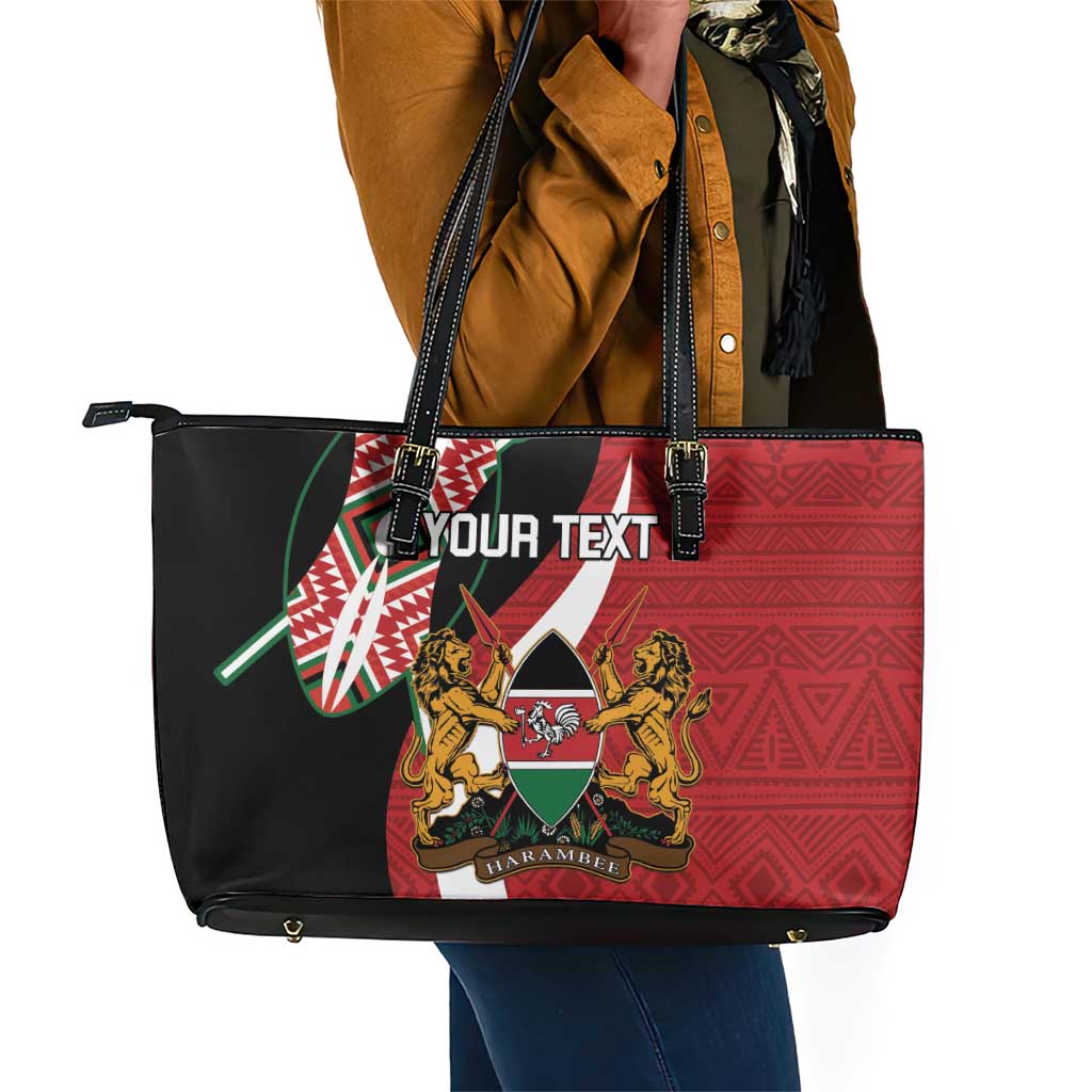 Custom Kenya Football Leather Tote Bag Maasai Shield Coat Of Arms Style