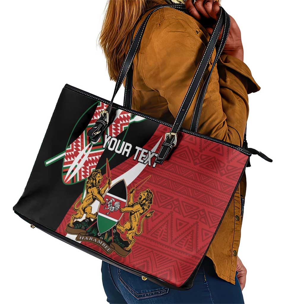 Custom Kenya Football Leather Tote Bag Maasai Shield Coat Of Arms Style