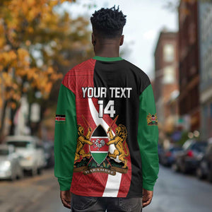 Custom Kenya Football Long Sleeve Shirt Maasai Shield Coat Of Arms Style