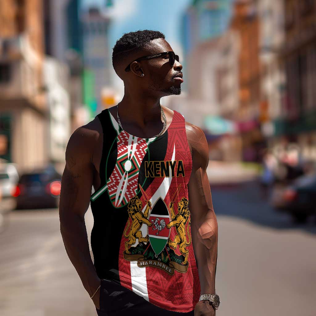 Custom Kenya Football Men Tank Top Maasai Shield Coat Of Arms Style
