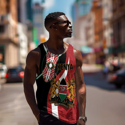 Custom Kenya Football Men Tank Top Maasai Shield Coat Of Arms Style