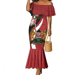 Custom Kenya Football Mermaid Dress Maasai Shield Coat Of Arms Style