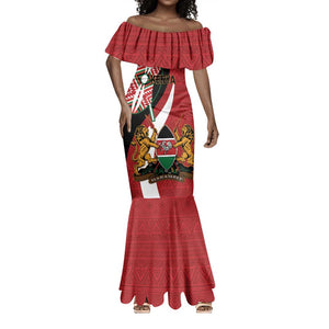 Custom Kenya Football Mermaid Dress Maasai Shield Coat Of Arms Style