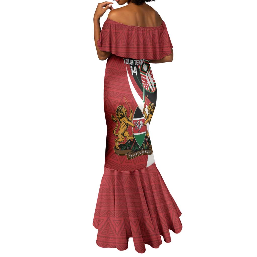 Custom Kenya Football Mermaid Dress Maasai Shield Coat Of Arms Style