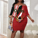 Custom Kenya Football Off Shoulder Short Dress Maasai Shield Coat Of Arms Style
