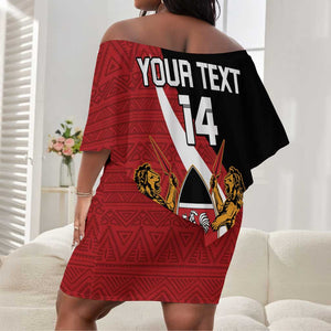 Custom Kenya Football Off Shoulder Short Dress Maasai Shield Coat Of Arms Style