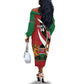 Custom Kenya Football Off The Shoulder Long Sleeve Dress Maasai Shield Coat Of Arms Style