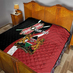 Custom Kenya Football Quilt Maasai Shield Coat Of Arms Style
