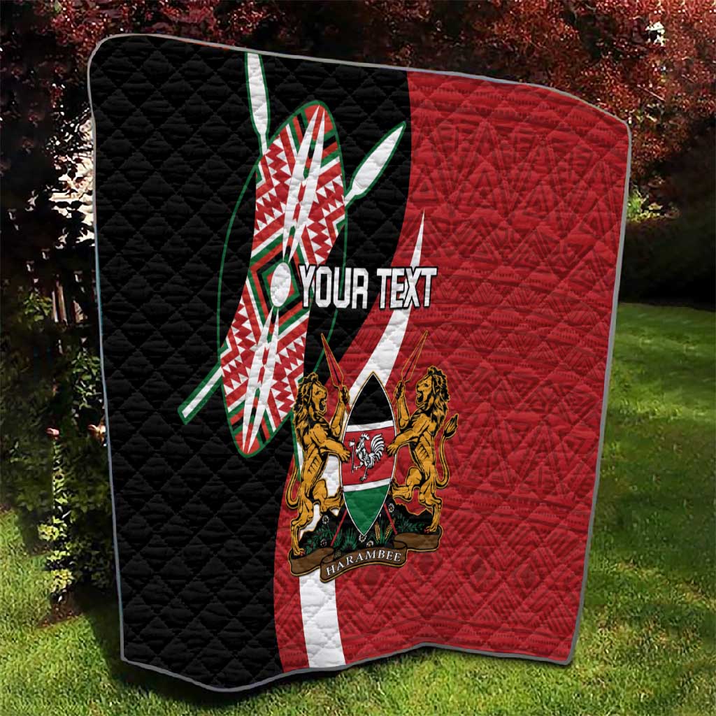 Custom Kenya Football Quilt Maasai Shield Coat Of Arms Style