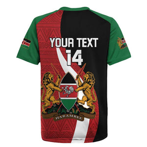 Custom Kenya Football Rugby Jersey Maasai Shield Coat Of Arms Style