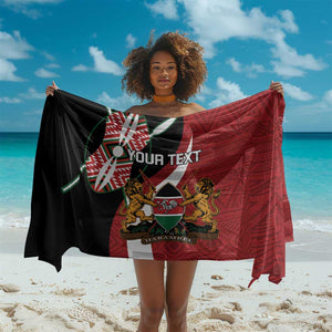 Custom Kenya Football Sarong Maasai Shield Coat Of Arms Style