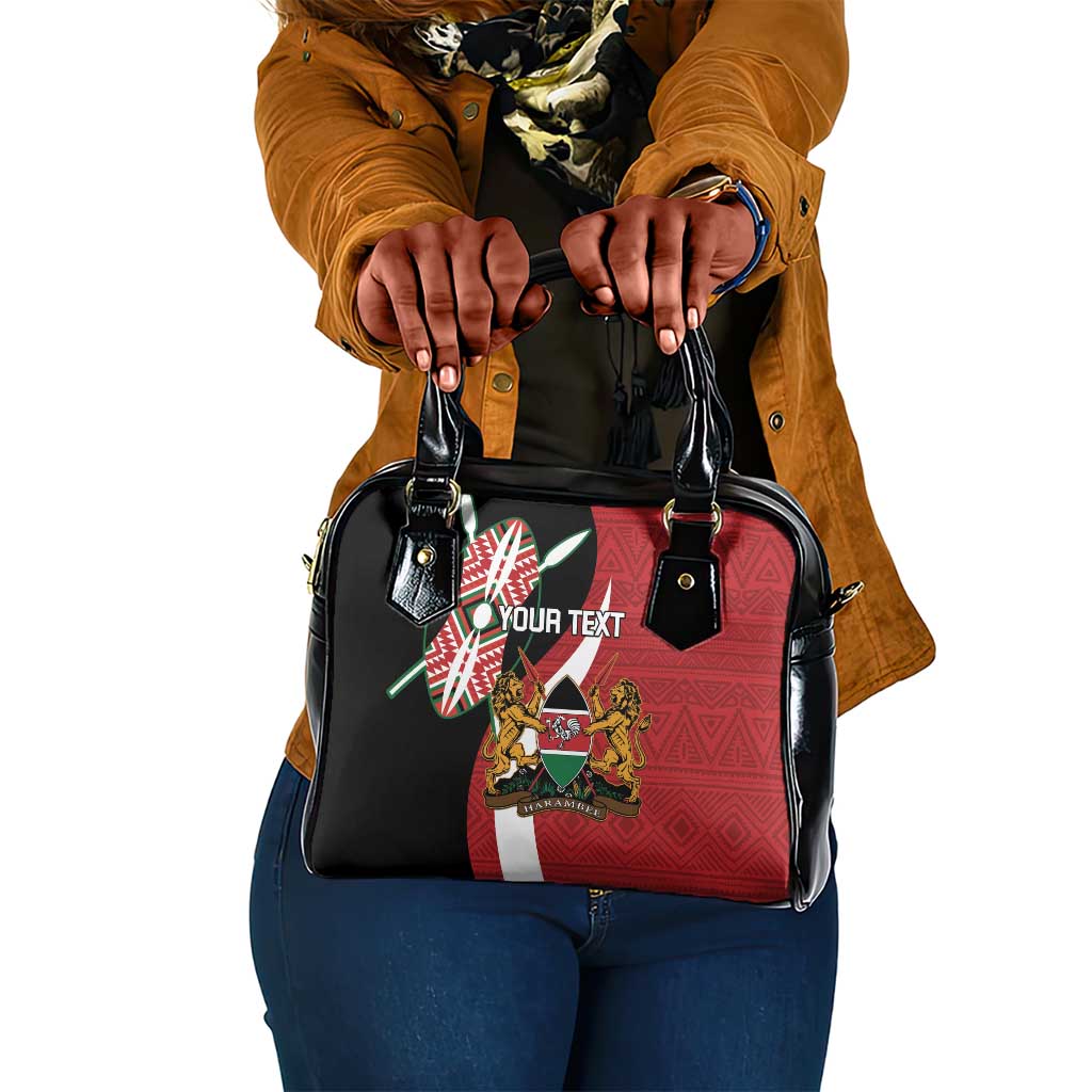 Custom Kenya Football Shoulder Handbag Maasai Shield Coat Of Arms Style