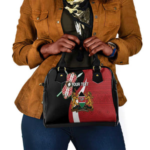 Custom Kenya Football Shoulder Handbag Maasai Shield Coat Of Arms Style