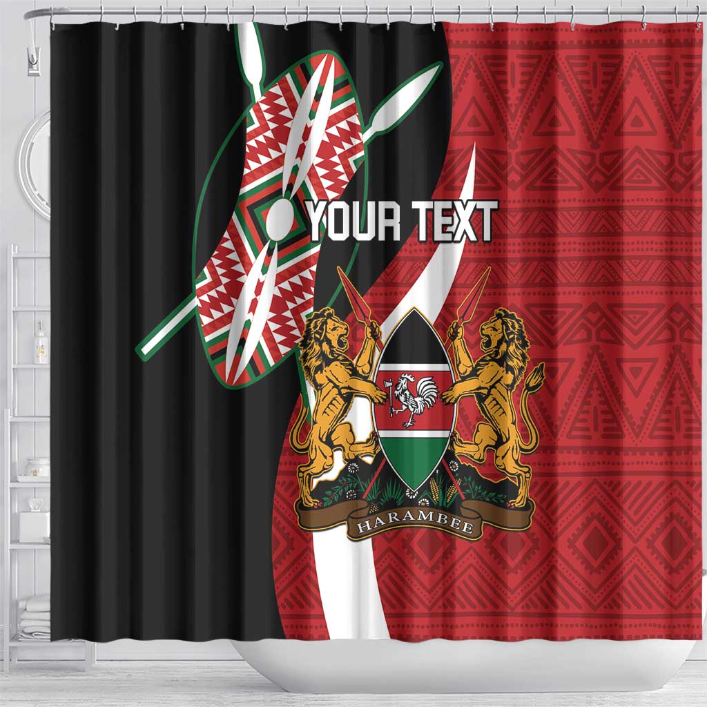 Custom Kenya Football Shower Curtain Maasai Shield Coat Of Arms Style