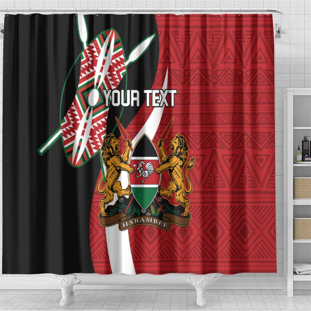 Custom Kenya Football Shower Curtain Maasai Shield Coat Of Arms Style