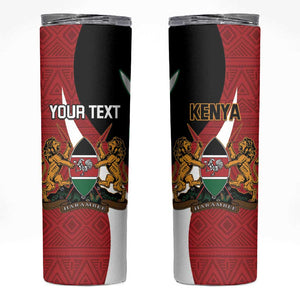 Custom Kenya Football Skinny Tumbler Maasai Shield Coat Of Arms Style
