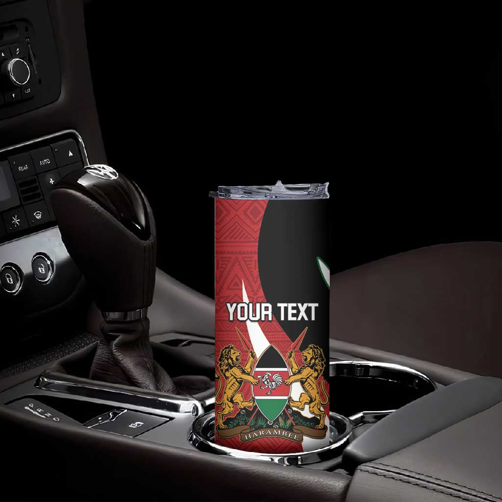 Custom Kenya Football Skinny Tumbler Maasai Shield Coat Of Arms Style