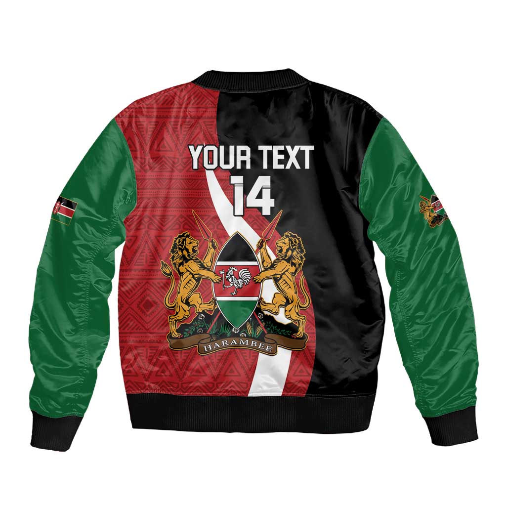 Custom Kenya Football Sleeve Zip Bomber Jacket Maasai Shield Coat Of Arms Style