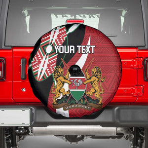 Custom Kenya Football Spare Tire Cover Maasai Shield Coat Of Arms Style