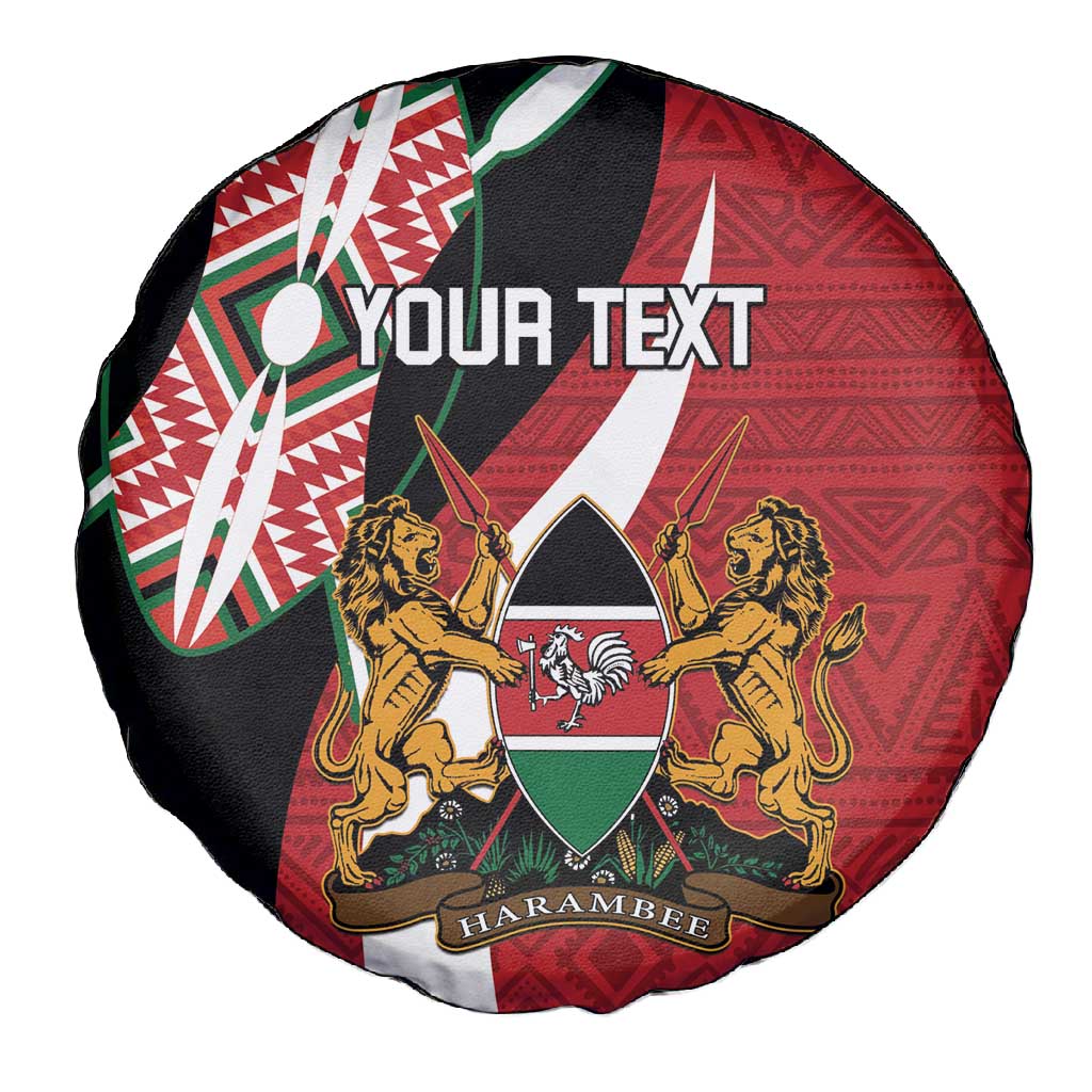 Custom Kenya Football Spare Tire Cover Maasai Shield Coat Of Arms Style
