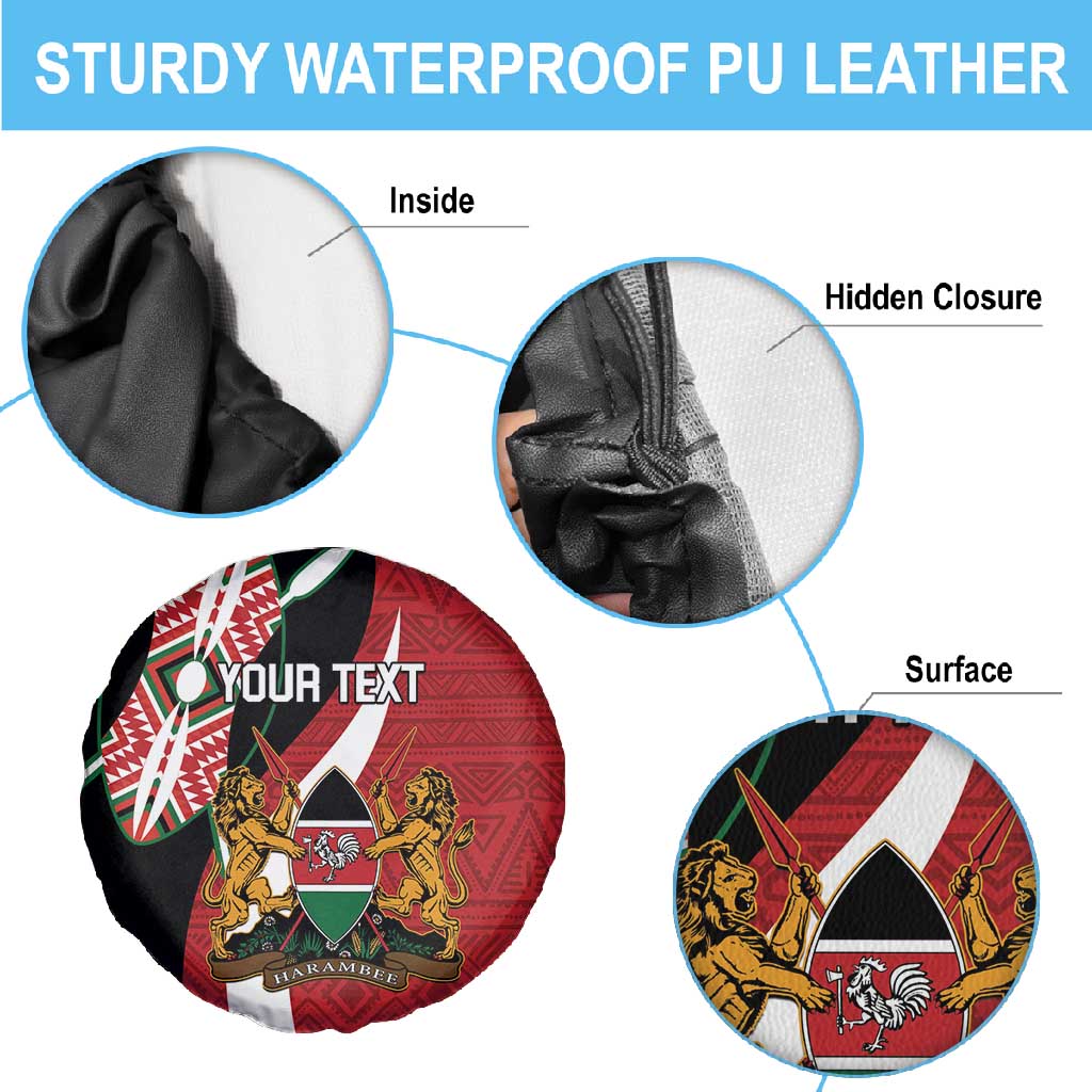 Custom Kenya Football Spare Tire Cover Maasai Shield Coat Of Arms Style