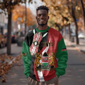 Custom Kenya Football Sweatshirt Maasai Shield Coat Of Arms Style