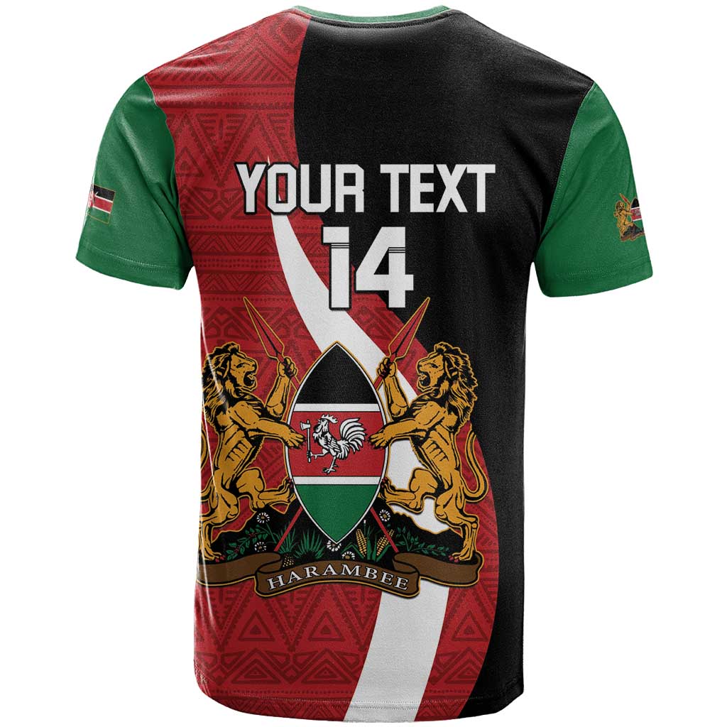Custom Kenya Football T shirt Maasai Shield Coat Of Arms Style
