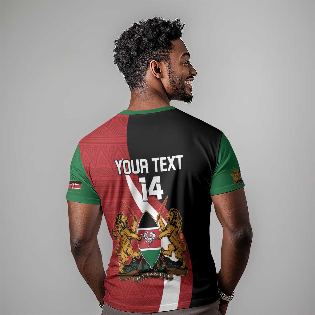Custom Kenya Football T shirt Maasai Shield Coat Of Arms Style