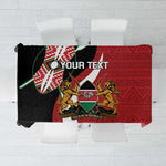 Custom Kenya Football Tablecloth Maasai Shield Coat Of Arms Style