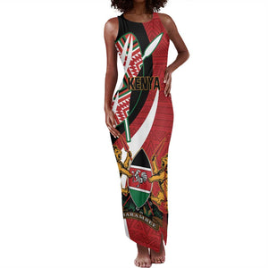 Custom Kenya Football Tank Maxi Dress Maasai Shield Coat Of Arms Style