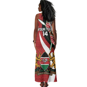 Custom Kenya Football Tank Maxi Dress Maasai Shield Coat Of Arms Style