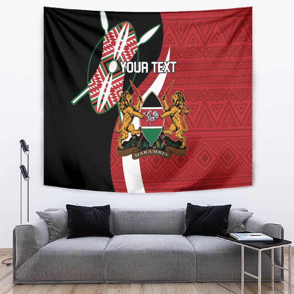 Custom Kenya Football Tapestry Maasai Shield Coat Of Arms Style