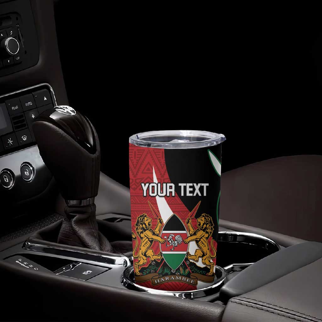 Custom Kenya Football Tumbler Cup Maasai Shield Coat Of Arms Style
