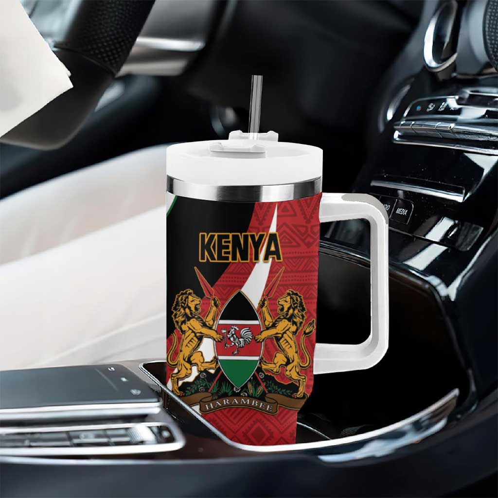 Custom Kenya Football Tumbler With Handle Maasai Shield Coat Of Arms Style