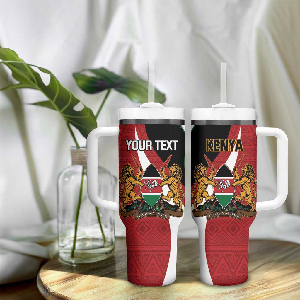 Custom Kenya Football Tumbler With Handle Maasai Shield Coat Of Arms Style