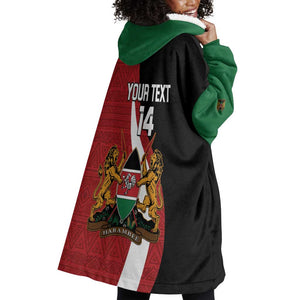 Custom Kenya Football Wearable Blanket Hoodie Maasai Shield Coat Of Arms Style
