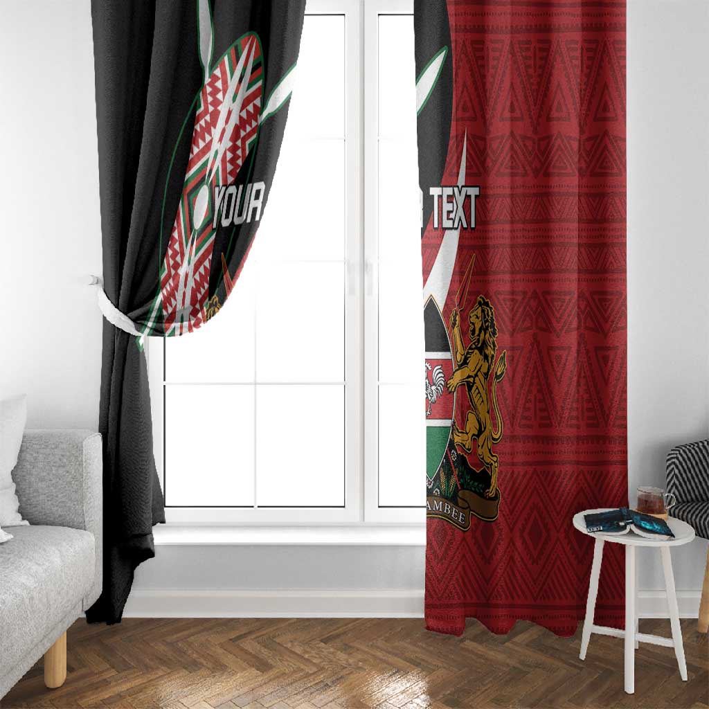Custom Kenya Football Window Curtain Maasai Shield Coat Of Arms Style