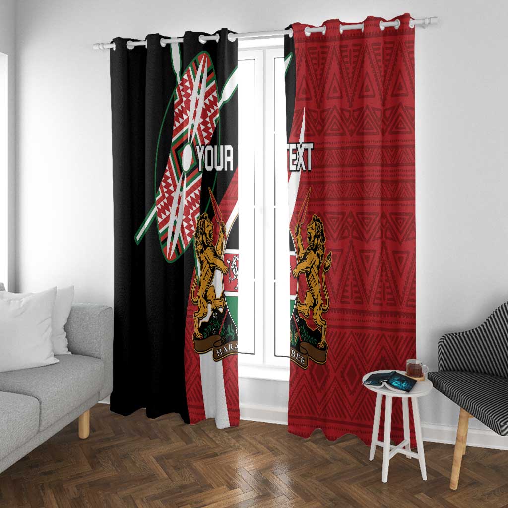 Custom Kenya Football Window Curtain Maasai Shield Coat Of Arms Style
