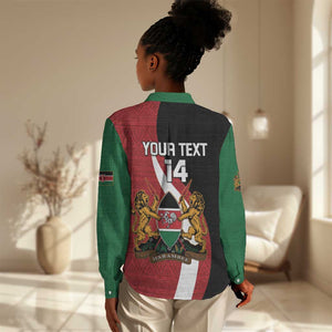 Custom Kenya Football Women Casual Shirt Maasai Shield Coat Of Arms Style