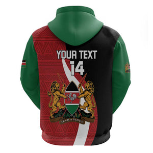 Custom Kenya Football Zip Hoodie Maasai Shield Coat Of Arms Style